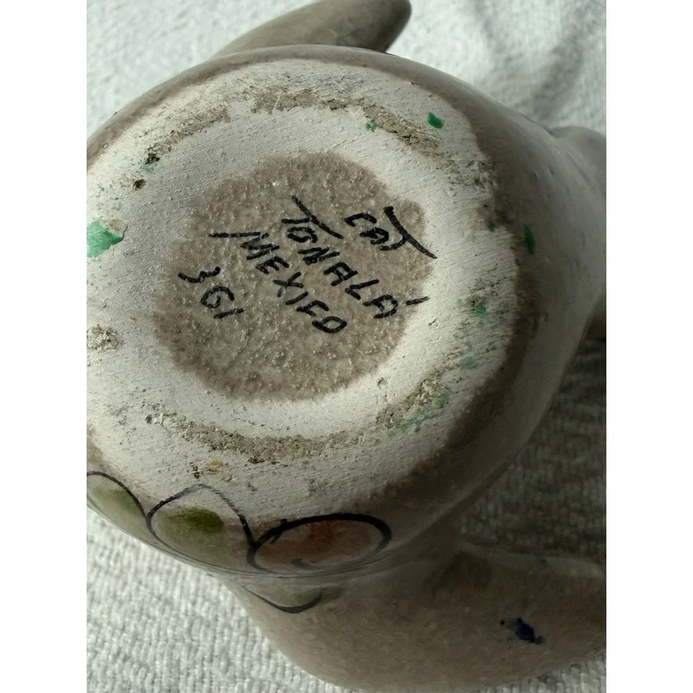 Mexican Tonala Pottery Bird Candle Holder Folk Art Figurine Hand Painted VTG  4